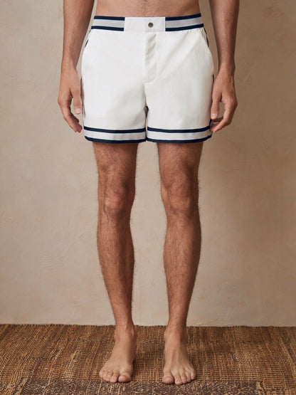 | Ché Stripe-Trim Swim Shorts in White | Reiss Men Best Seller