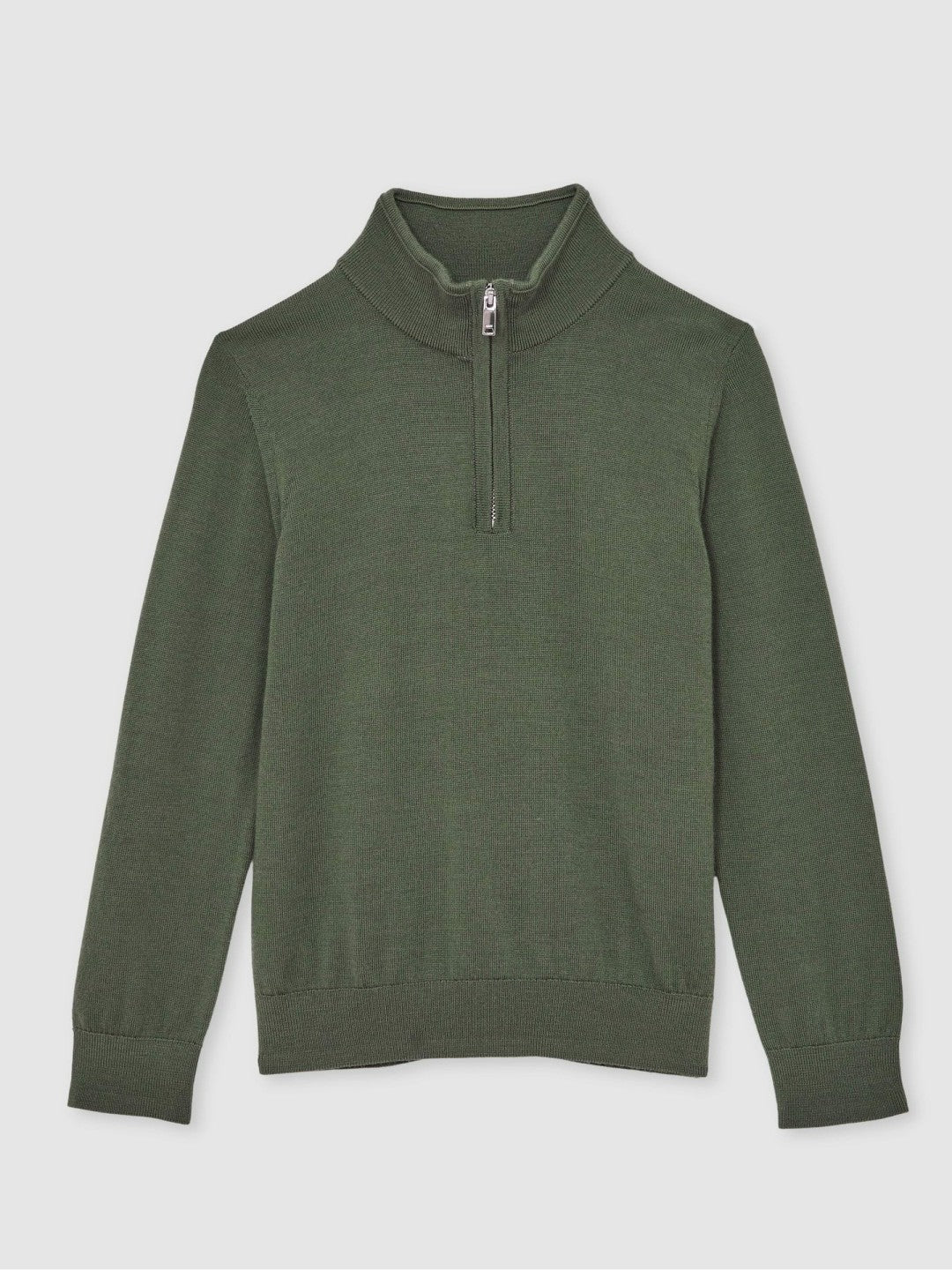 3-9 yrs Merino Wool Half-Zip Funnel Neck Jumper in Kale Green | Reiss Children & Baby Featured