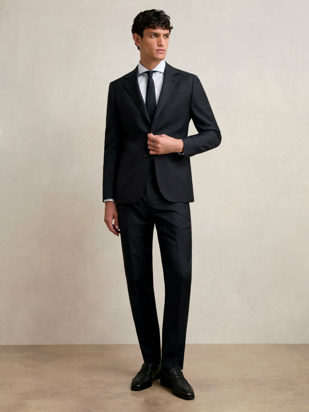Wool Check Slim-Fit Suit Trousers in Navy | Reiss Men Signature