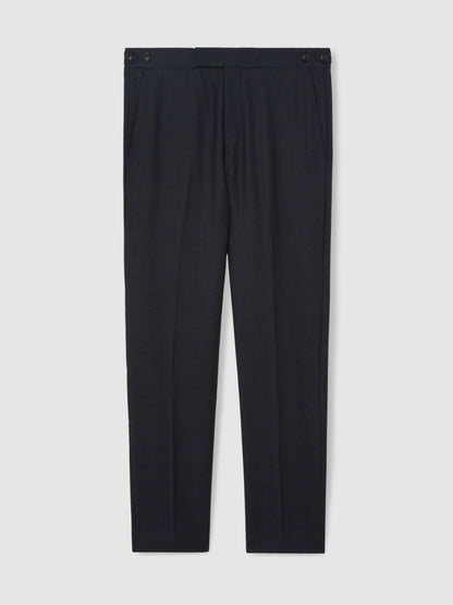 Wool Check Slim-Fit Suit Trousers in Navy | Reiss Men Signature
