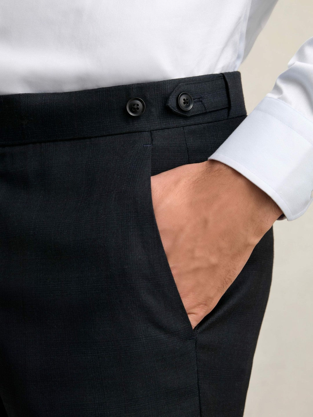 Wool Check Slim-Fit Suit Trousers in Navy | Reiss Men Signature