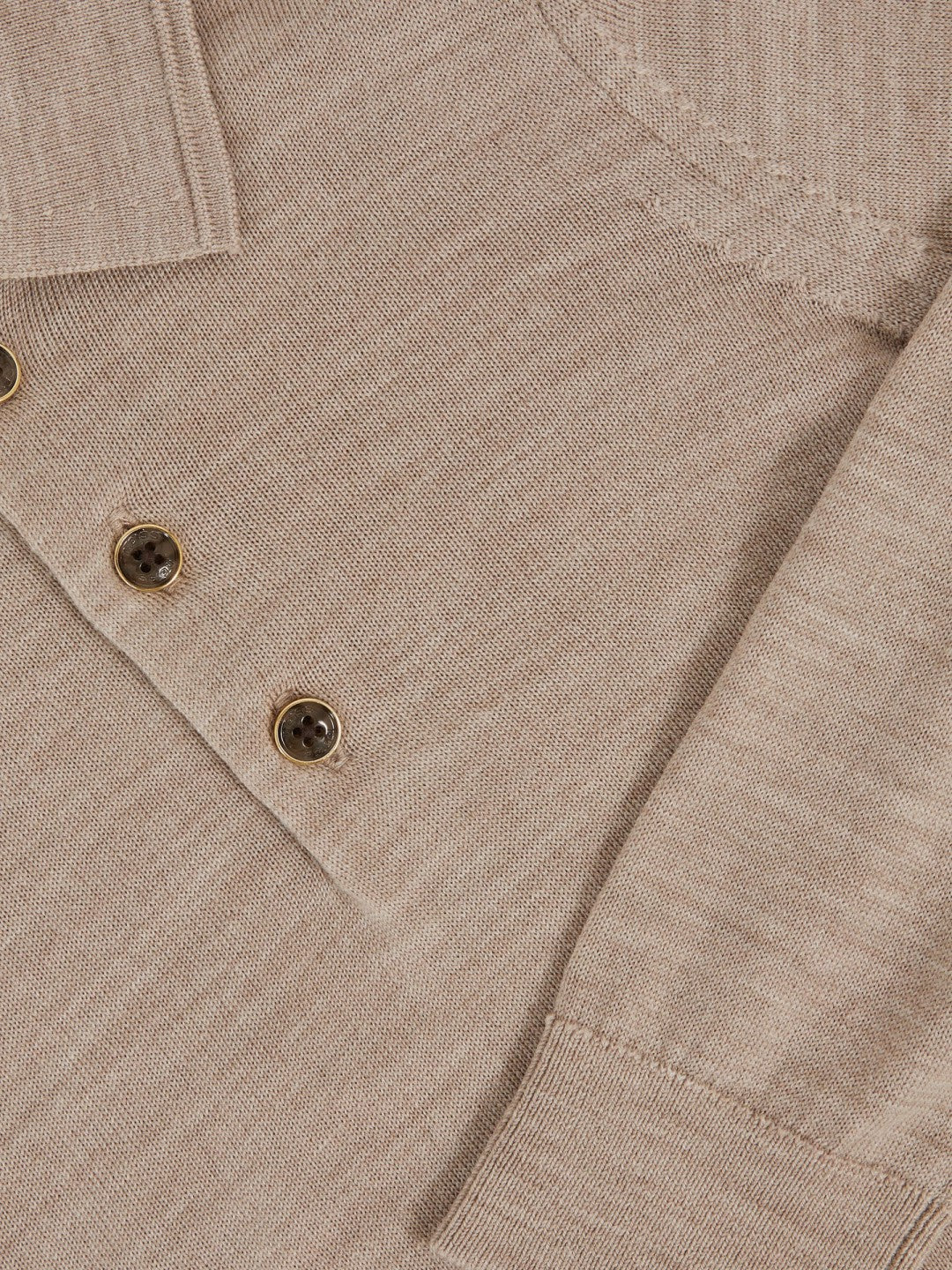 4-9 yrs Merino Wool Long-Sleeve Polo Shirt in Wheat Melange | Reiss Children & Baby Best Seller