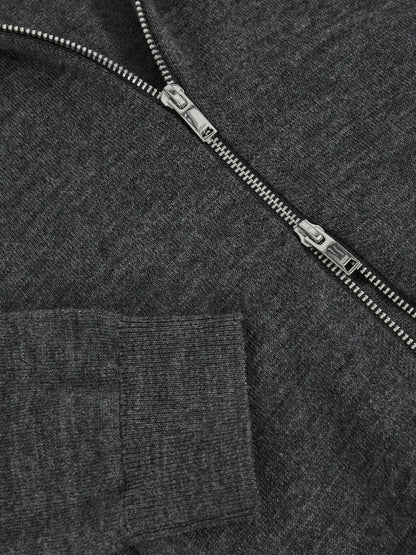 3-9 yrs Merino Wool-Blend Zip-Through Cardigan in Derby Grey Melange | Reiss Children & Baby Best Seller
