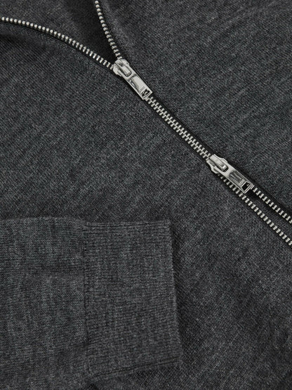 9-13 yrs Merino Wool-Blend Zip-Through Cardigan in Derby Grey Melange | Reiss Children & Baby Exclusive