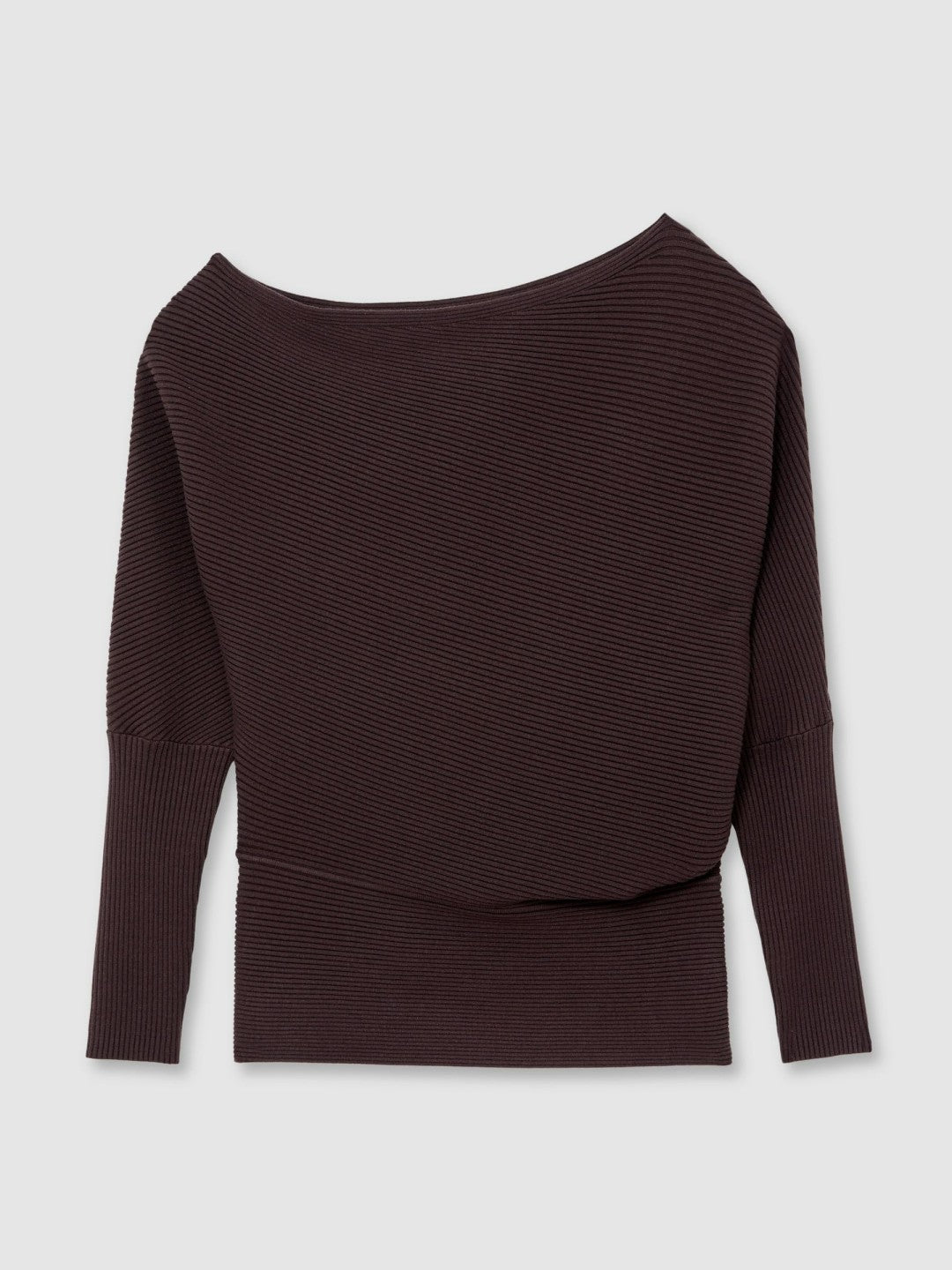 Asymmetric Draped Knitted Jumper in Plum | Reiss Women Best Seller