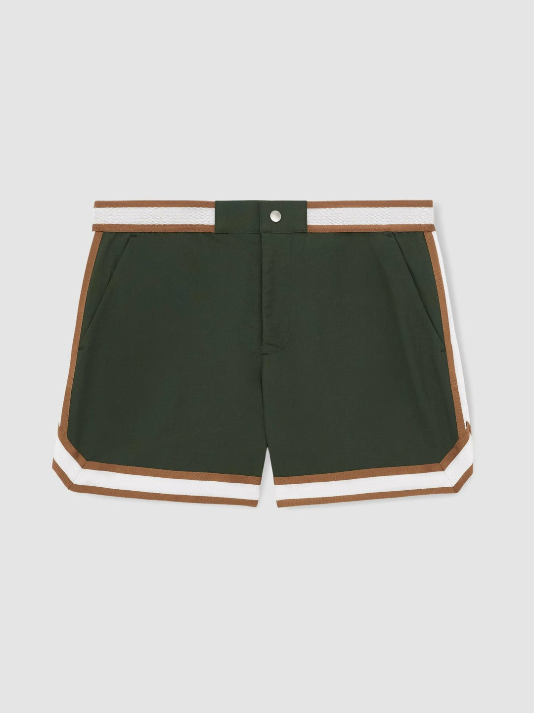 | Ché Stripe-Trim Swim Shorts in Pine Green | Reiss Men Best Seller
