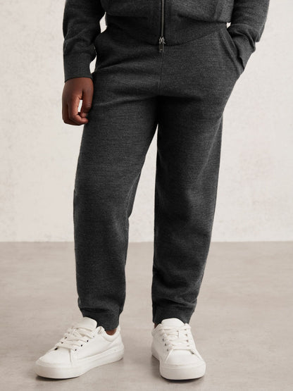 3-9 yrs Merino Wool Cuffed Joggers in Derby Grey Melange | Reiss Children & Baby Featured
