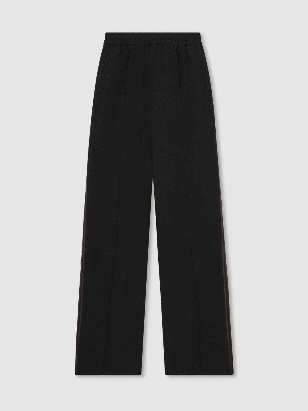 Side-Stripe Wide-Leg Trousers in Black | Reiss Women Premium