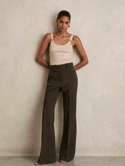 Stretch-Cotton D-Ring Strap Vest in Neutral | Reiss Women Recommended