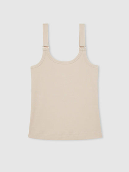 Stretch-Cotton D-Ring Strap Vest in Neutral | Reiss Women Recommended