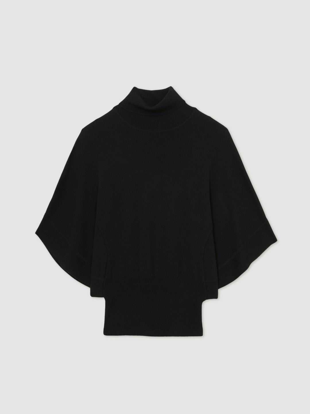 Merino Wool Batwing Roll-Neck Jumper in Black | Reiss Women Recommended