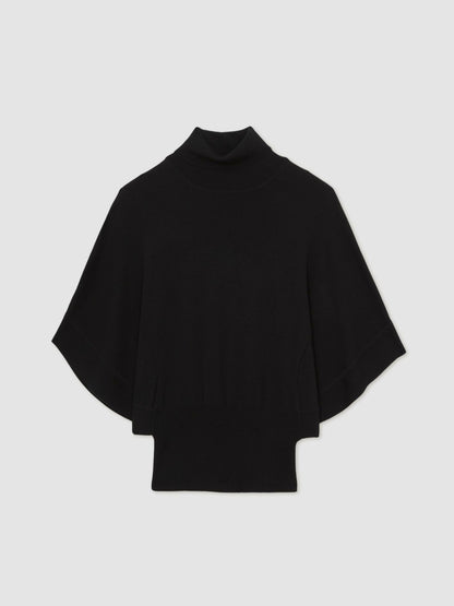 Merino Wool Batwing Roll-Neck Jumper in Black | Reiss Women Recommended