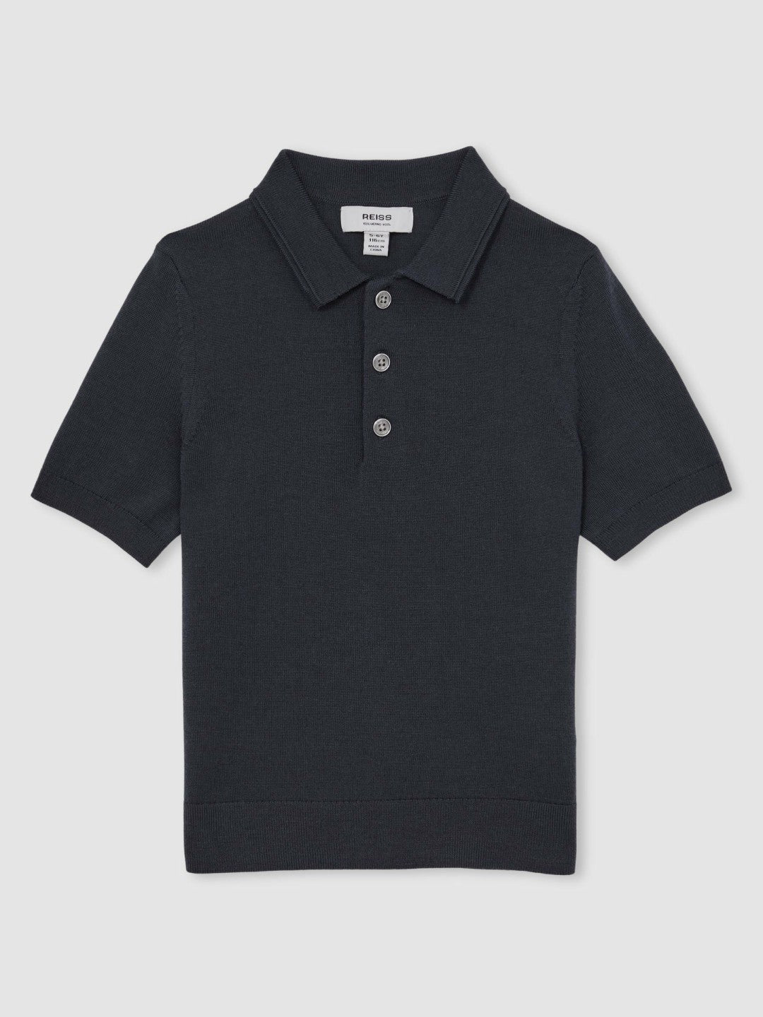 9-13 yrs Merino Wool Short Sleeve Polo Shirt in Midnight Navy | Reiss Children & Baby Popular