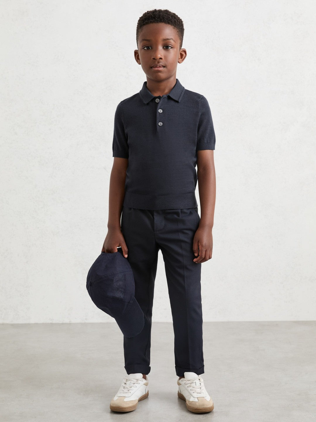 9-13 yrs Merino Wool Short Sleeve Polo Shirt in Midnight Navy | Reiss Children & Baby Popular