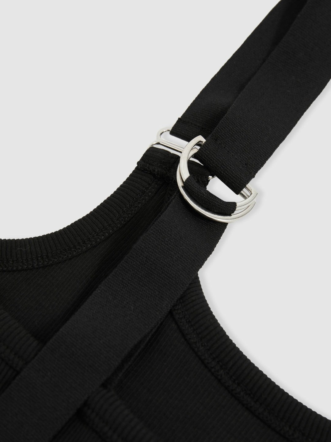Stretch-Cotton D-Ring Strap Vest in Black | Reiss Women New