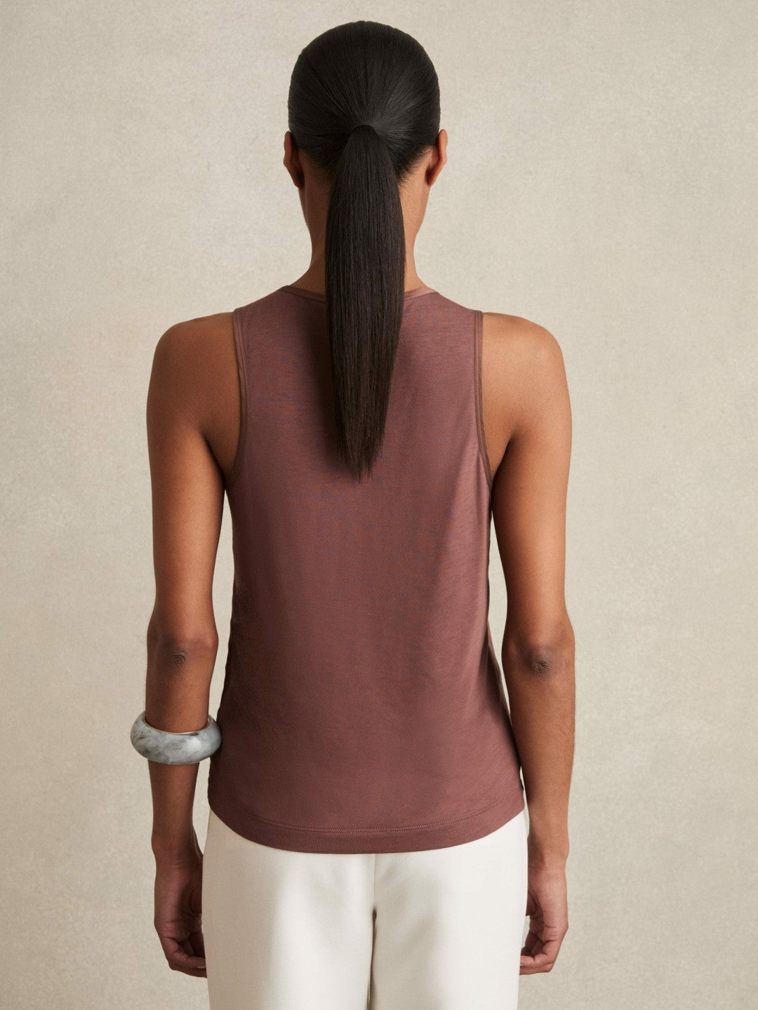 Silk-Front Cami Top in Mocha Brown | Reiss Women Best Seller