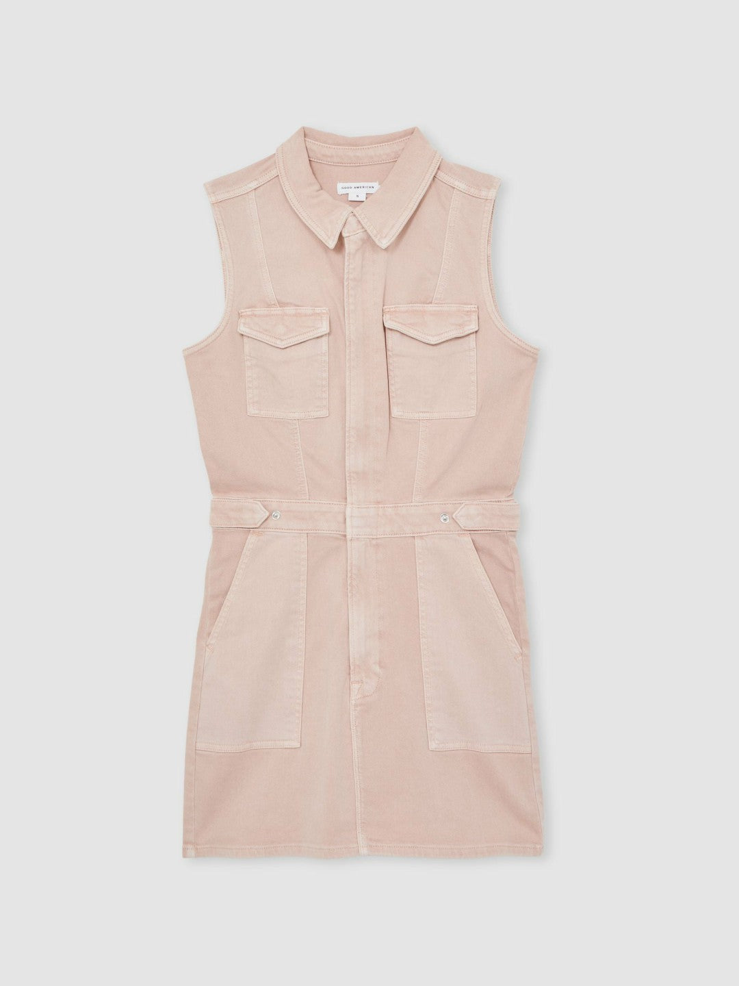 Good American Denim Zipped Mini Dress in Petal Pink | Reiss Women Recommended