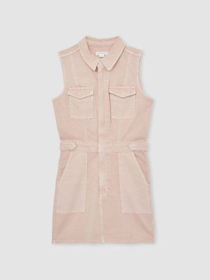Good American Denim Zipped Mini Dress in Petal Pink | Reiss Women Recommended