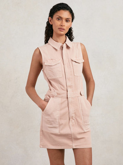 Good American Denim Zipped Mini Dress in Petal Pink | Reiss Women Recommended