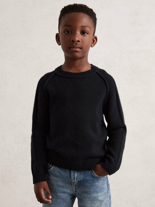 3-9 yrs Wool-Cashmere Reverse-Seam Jumper in Navy | Reiss Children & Baby Signature
