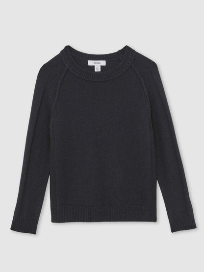 3-9 yrs Wool-Cashmere Reverse-Seam Jumper in Navy | Reiss Children & Baby Signature
