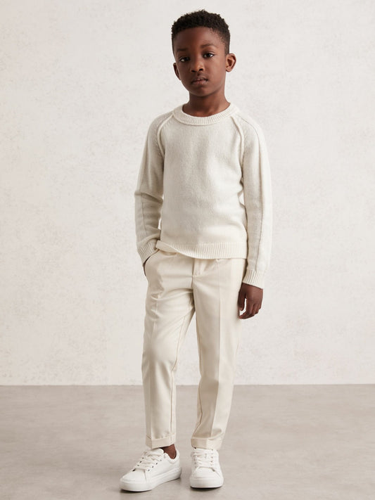 3-9 yrs Wool-Cashmere Reverse-Seam Jumper in Off White | Reiss Children & Baby Trending