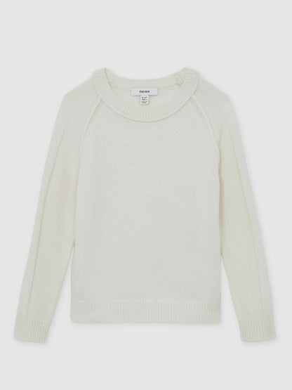 3-9 yrs Wool-Cashmere Reverse-Seam Jumper in Off White | Reiss Children & Baby Trending