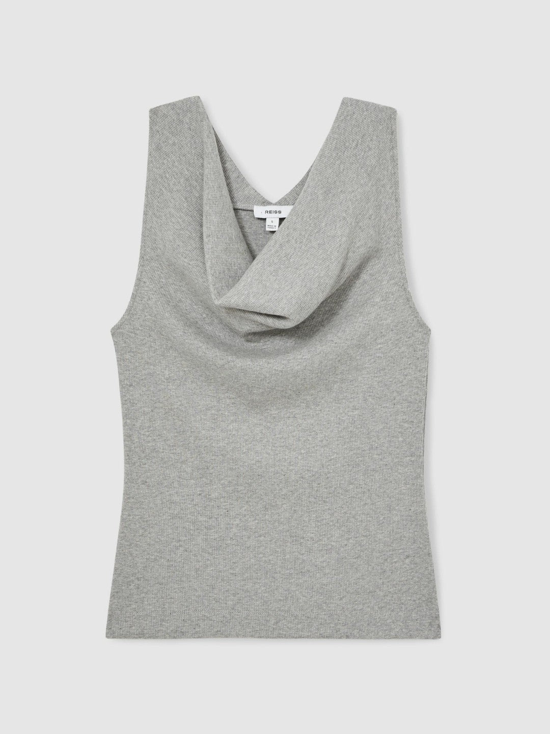 Ribbed Cowl-Neck Vest in Grey Marl | Reiss Women New