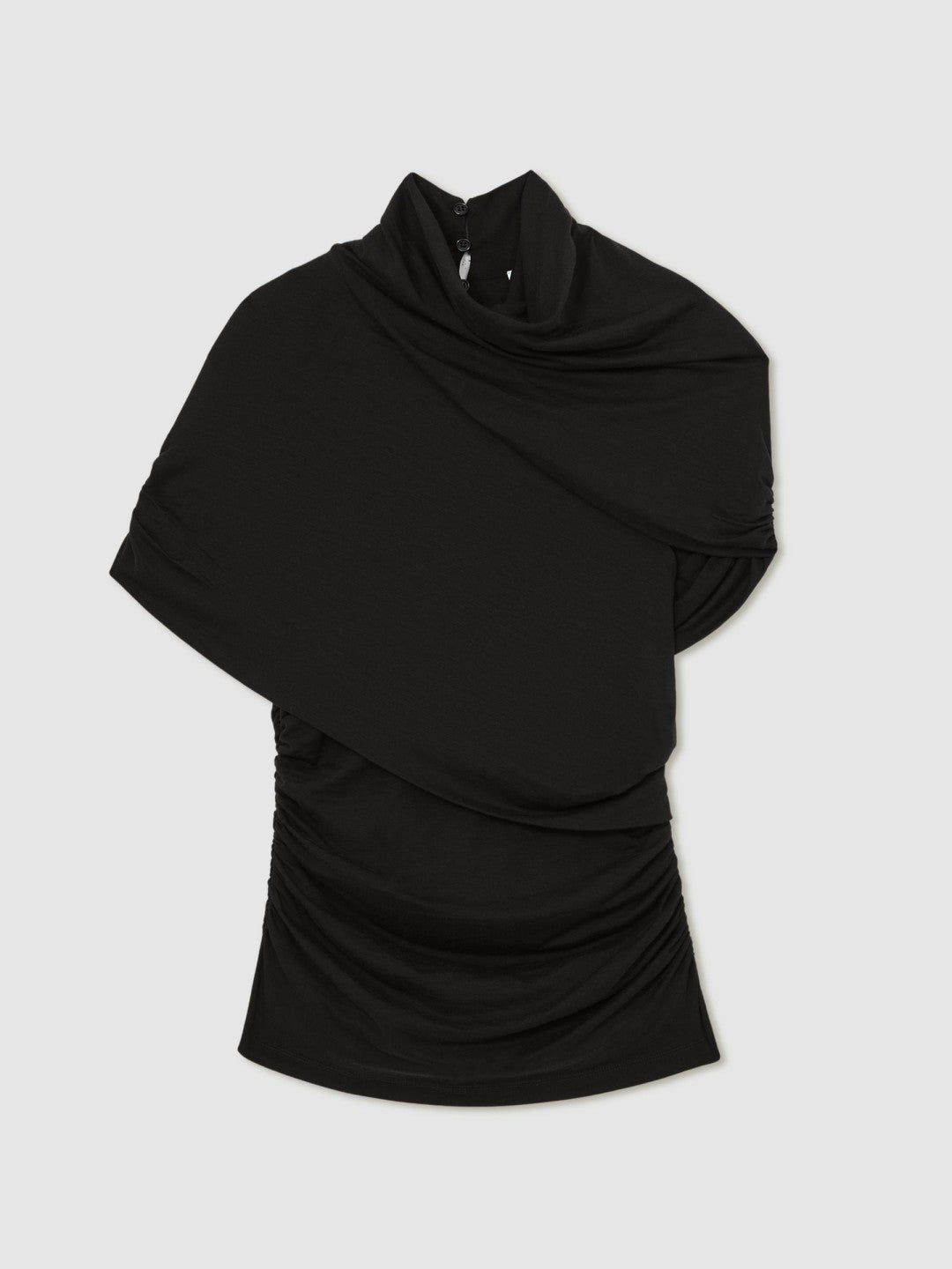 Stretch Lyocell Draped Top in Black | Reiss Women Best Seller