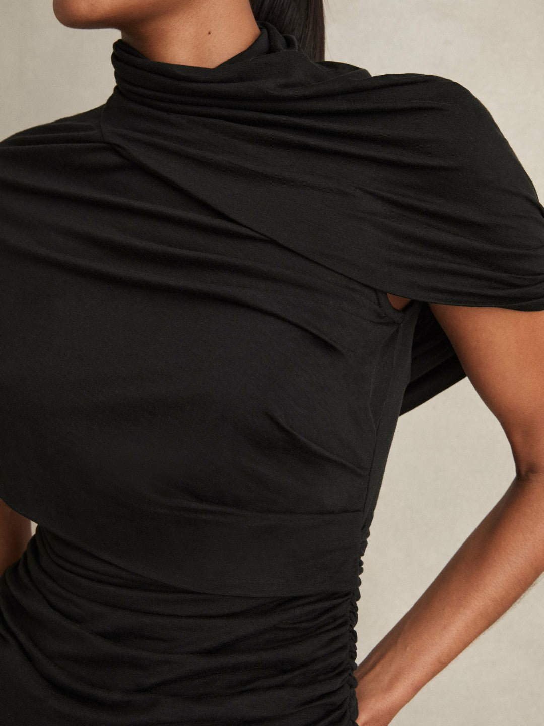 Stretch Lyocell Draped Top in Black | Reiss Women Best Seller