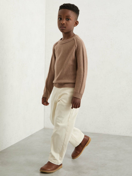 9-13 yrs Wool-Cashmere Reverse-Seam Jumper in Camel | Reiss Children & Baby Recommended