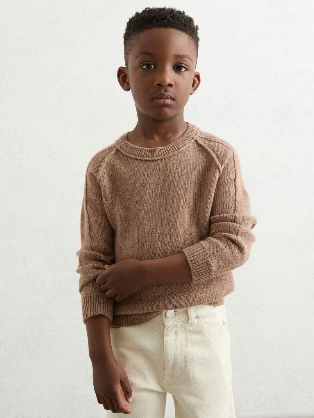 9-13 yrs Wool-Cashmere Reverse-Seam Jumper in Camel | Reiss Children & Baby Recommended