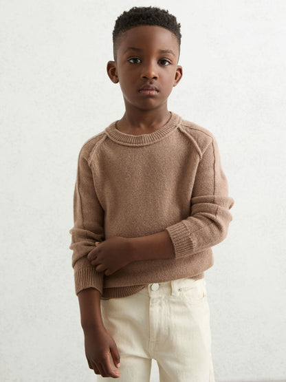 9-13 yrs Wool-Cashmere Reverse-Seam Jumper in Camel | Reiss Children & Baby Recommended
