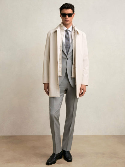 Hybrid Removable Funnel Neck Overcoat in Light Stone | Reiss Men Featured