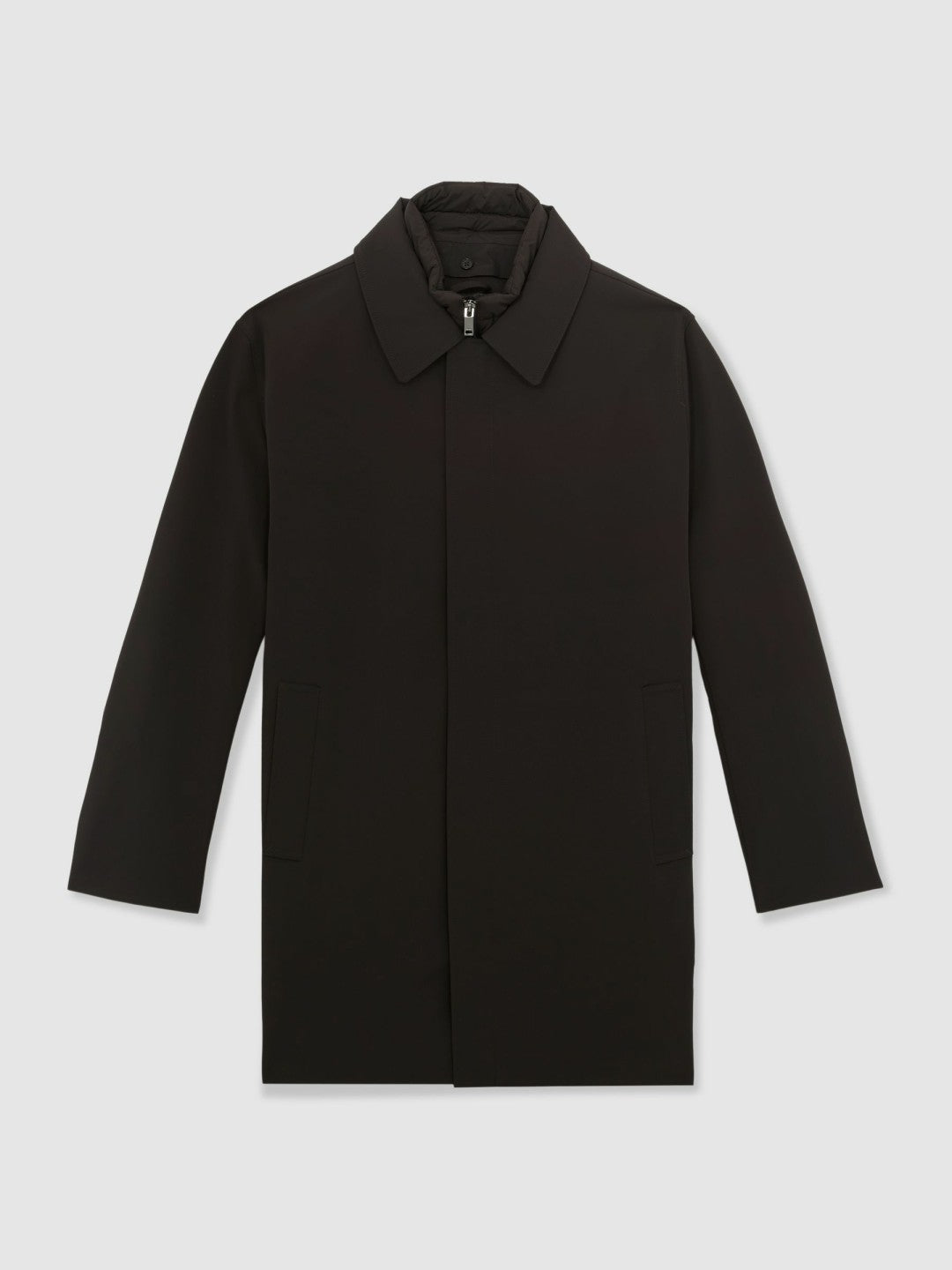 Hybrid Removable Funnel Neck Overcoat in Brown | Reiss Men Featured