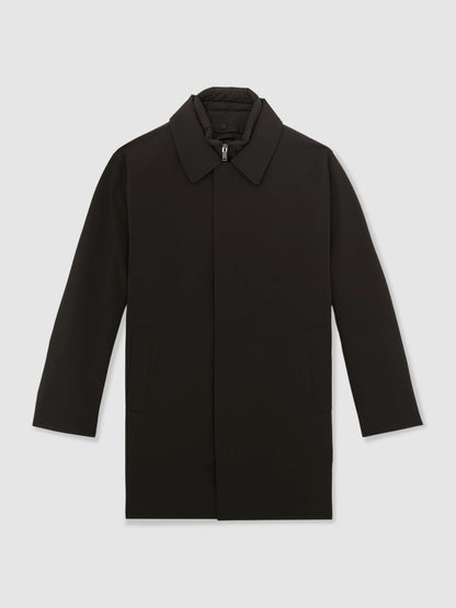 Hybrid Removable Funnel Neck Overcoat in Brown | Reiss Men Featured
