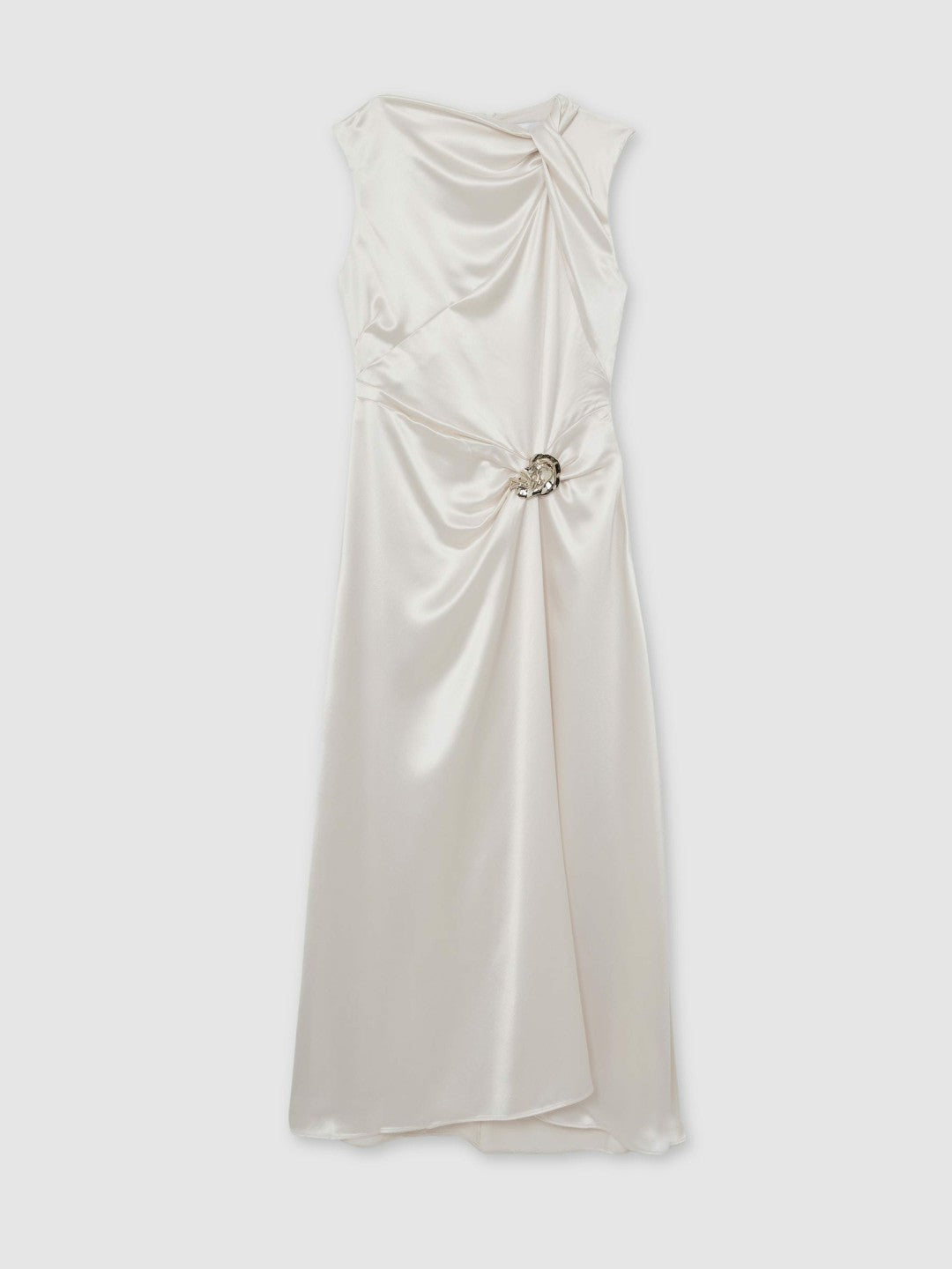 Acler Satin Draped Maxi Dress in Ivory | Reiss Women Recommended