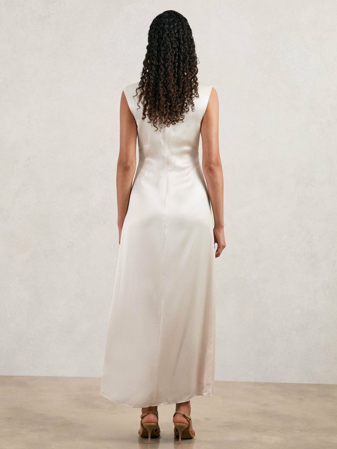 Acler Satin Draped Maxi Dress in Ivory | Reiss Women Recommended