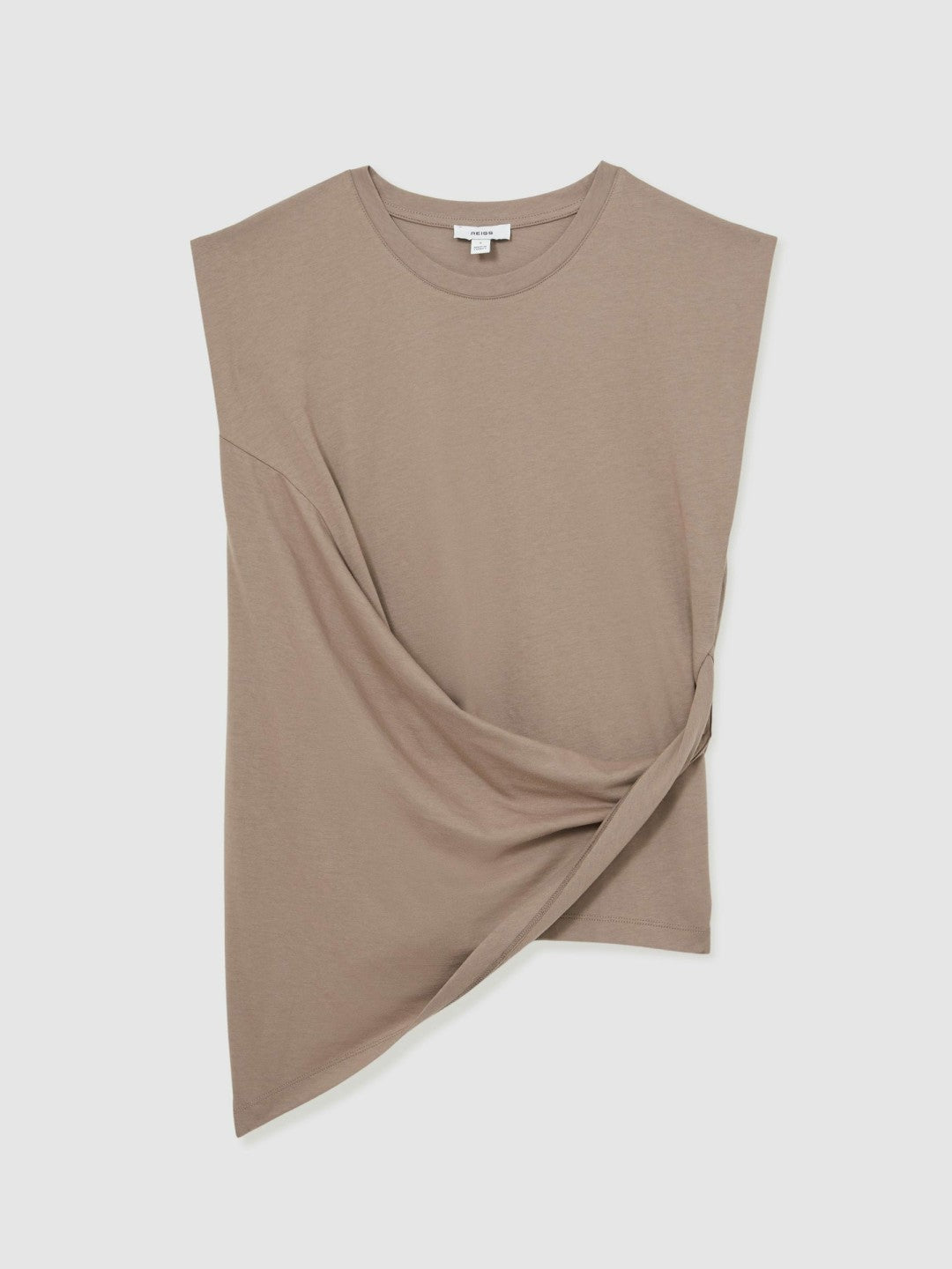 Cotton Drape T-Shirt in Taupe Neutral | Reiss Women Featured