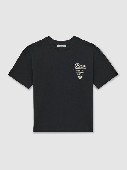 3-9 yrs Cotton Motor Cars-Print T-Shirt in Washed Blue/White | Reiss Children & Baby Featured