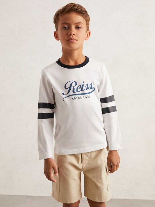 9-13 yrs Cotton Motor Cars Logo T-Shirt in White/Blue | Reiss Children & Baby Best Seller