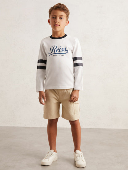 9-13 yrs Cotton Motor Cars Logo T-Shirt in White/Blue | Reiss Children & Baby Best Seller
