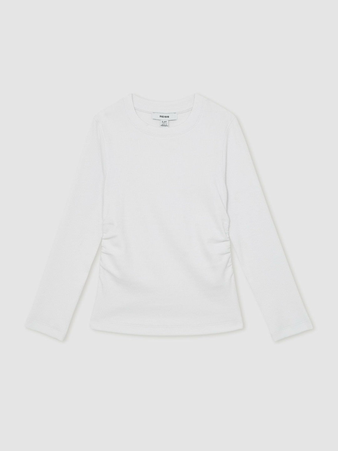 13-14 yrs Cotton Ruched Long-Sleeve T-Shirt with Stretch in Ivory | Reiss Children & Baby Trending