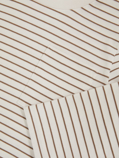4-9 yrs Stretch-Cotton Stripe T-Shirt in Off White/Camel | Reiss Children & Baby Premium