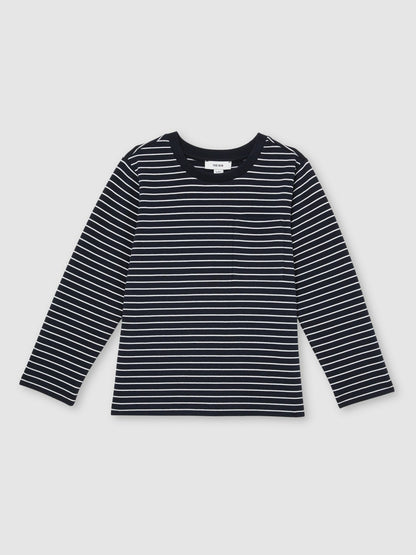 4-9 yrs Stretch-Cotton Stripe T-Shirt in Navy/White | Reiss Children & Baby Premium