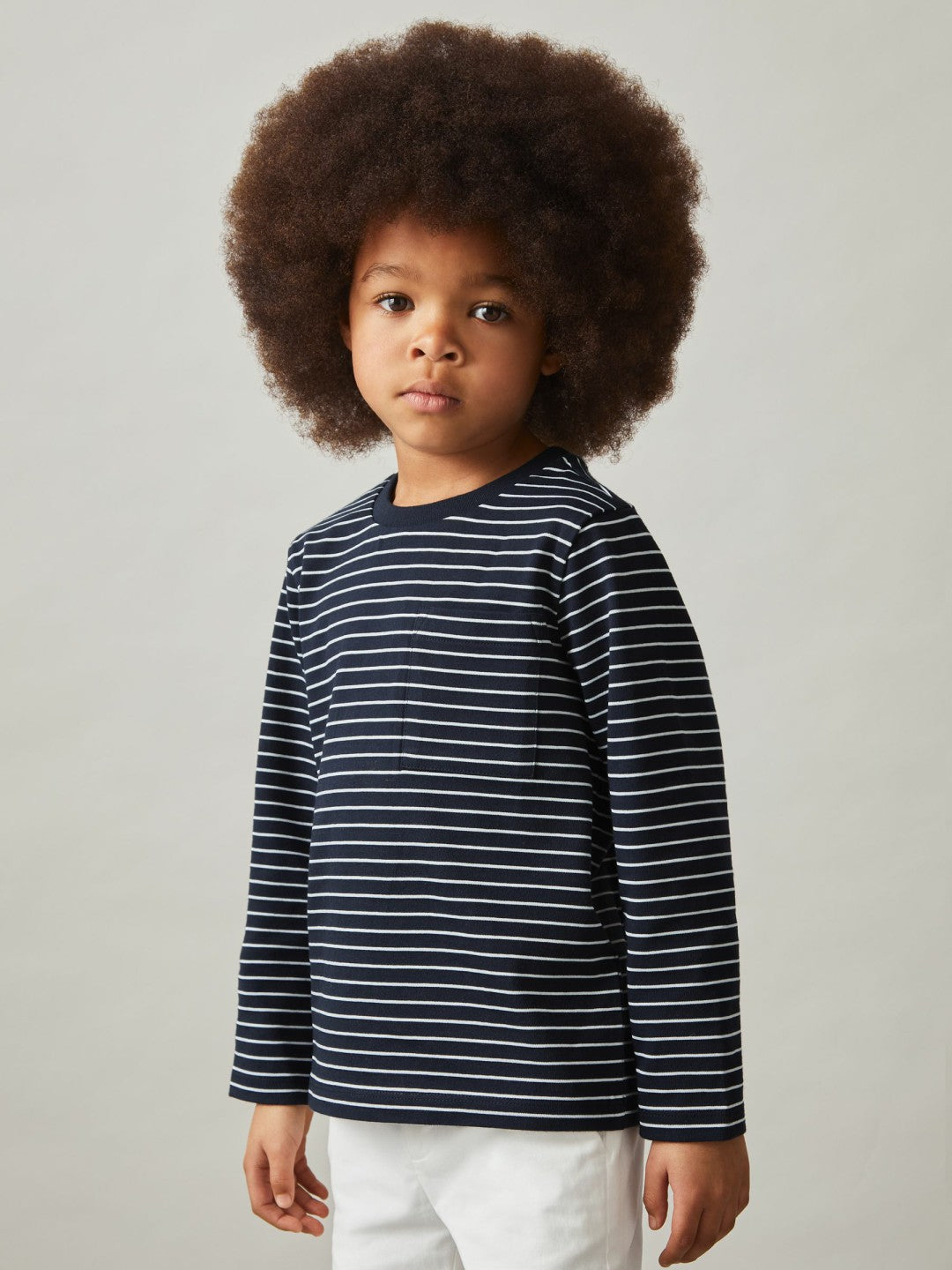 4-9 yrs Stretch-Cotton Stripe T-Shirt in Navy/White | Reiss Children & Baby Premium