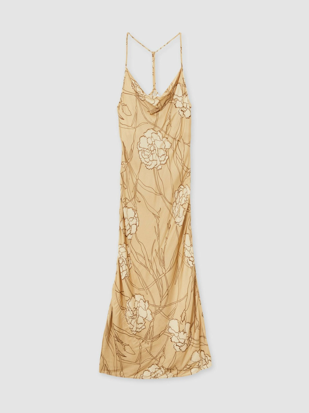 Satin Floral-Print Slip Maxi Dress in Gold | Reiss Women Premium