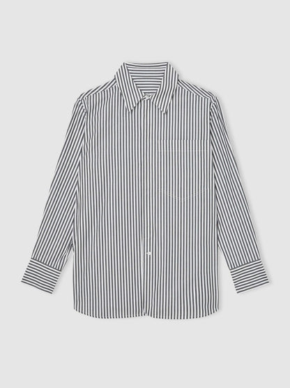 | Les 100 Ciels Stripe Shirt in White/Navy | Reiss Women Popular