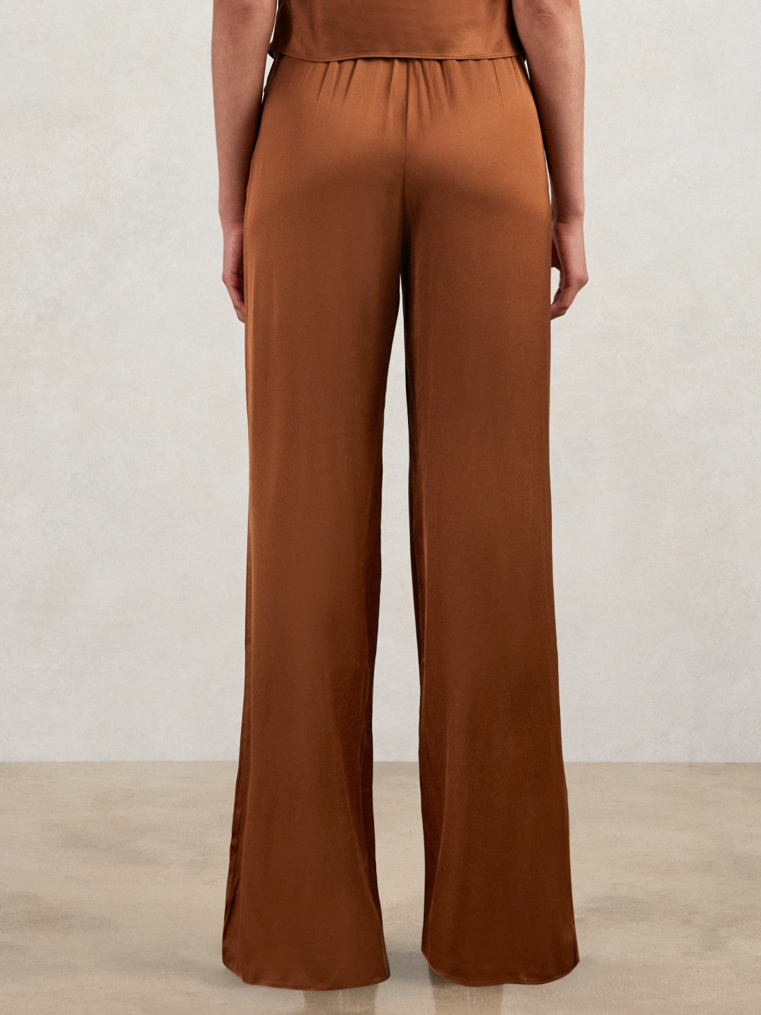 Good American Satin Wide-Leg Trousers in Copper | Reiss Women New