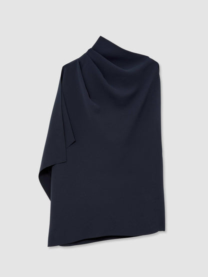One-Shoulder Draped Top in Navy | Reiss Women Recommended